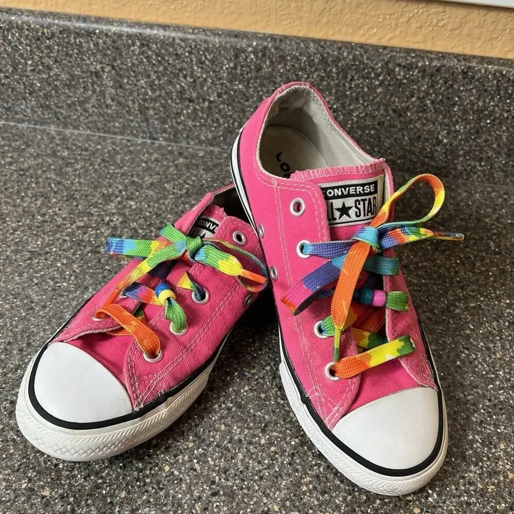 Converse All Star Little Girls Size 1 Pink Canvas Shoes Low Top Sneakers Lace Up